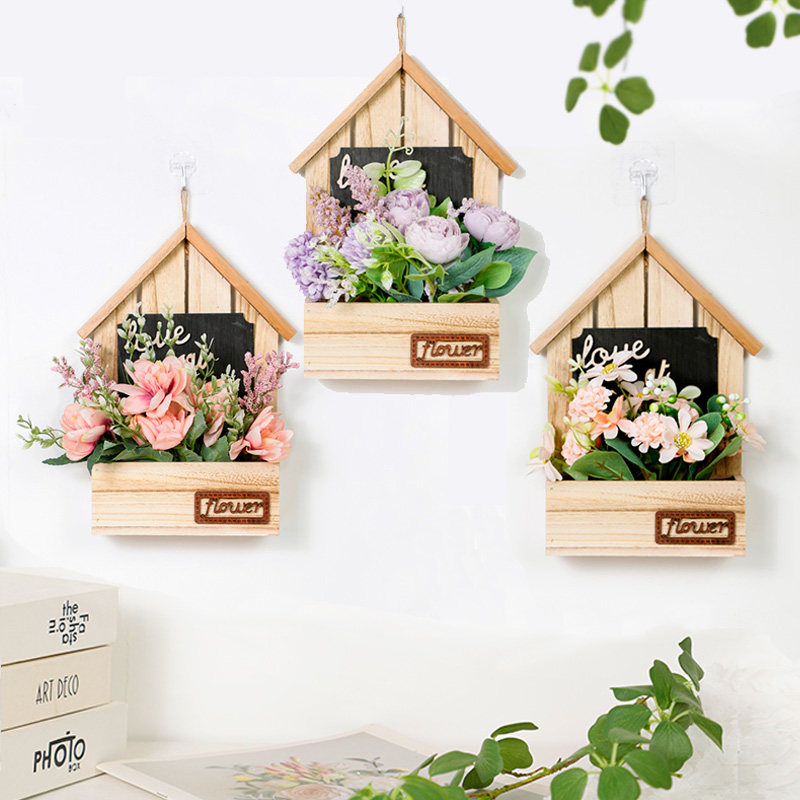 小木屋田园花艺北欧墙面挂件