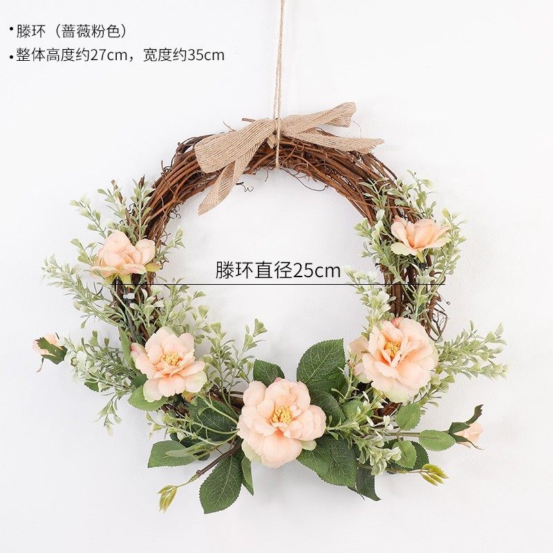 法式中古蔷薇藤花环装饰挂件民宿玄关田园遮丑墙上仿真花藤叶挂饰,家居饰品,壁饰,淘宝优惠券,粉丝福利购,淘宝优惠卷