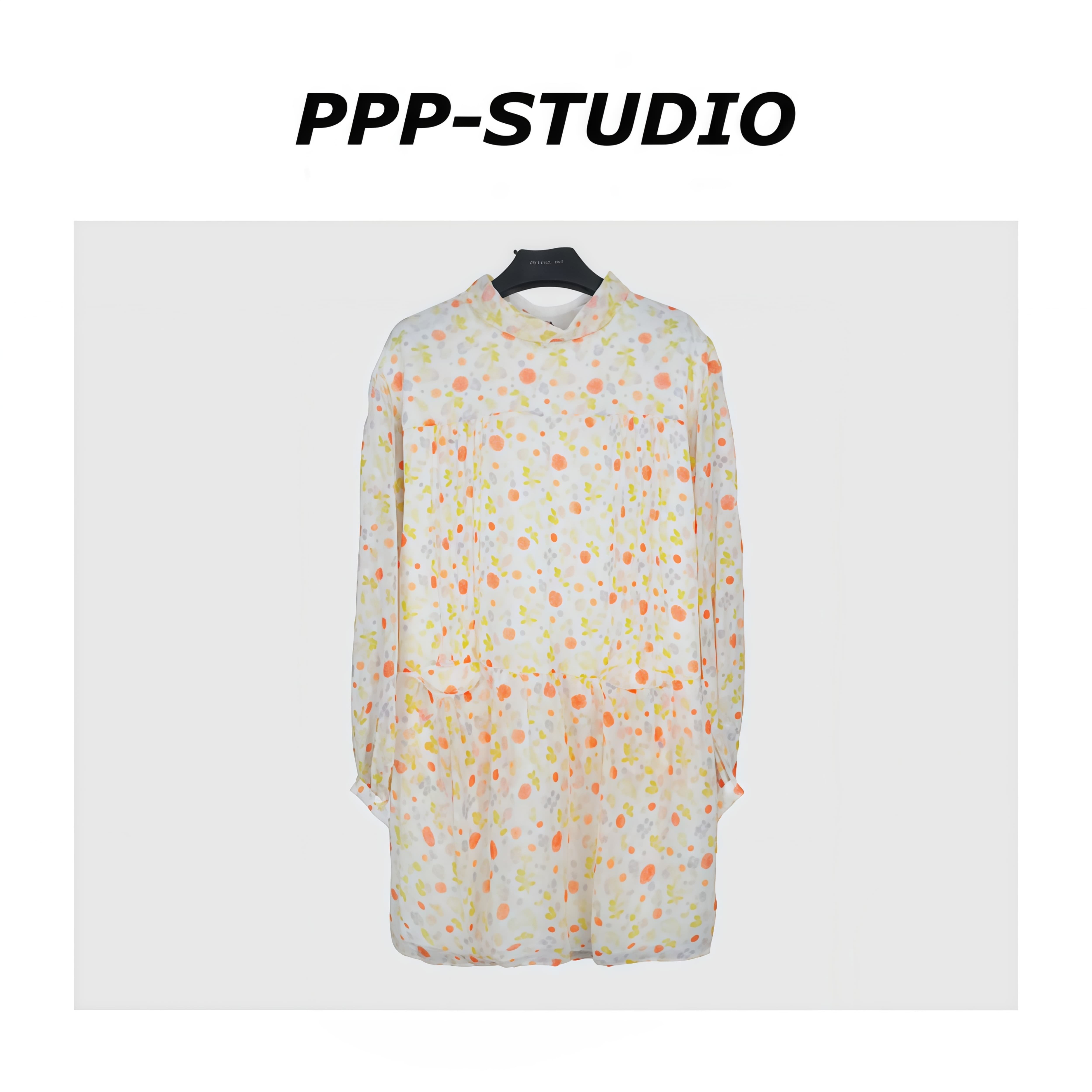 『PP-STUDIO』“100人丝”优雅设计感飘带碎花连衣裙*20260575