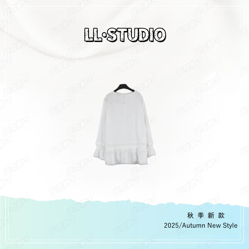 妙兮·LL秋季新款宽松型休闲百搭荷叶边圆领女款上衣*20252261