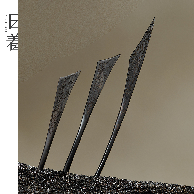 日着黑檀木中式三条簪小众设计