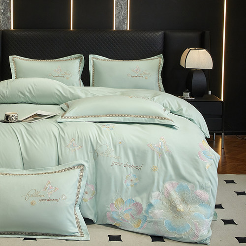 刺绣4件套水洗棉简约轻奢绣花