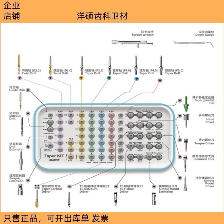 奥齿泰侧切钻定位钻先锋钻麻花钻种植携带器手动扭力螺丝刀延长器