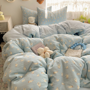 A类床上四件套纯棉全棉2025软糯床单被套被罩床笠学生宿舍三件套3