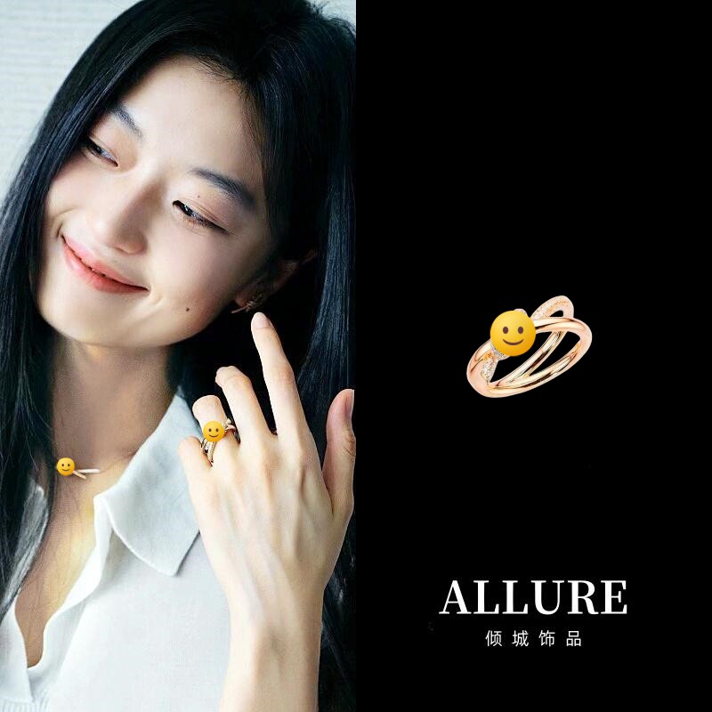 高级感丝带结纯银镀18K金戒指女