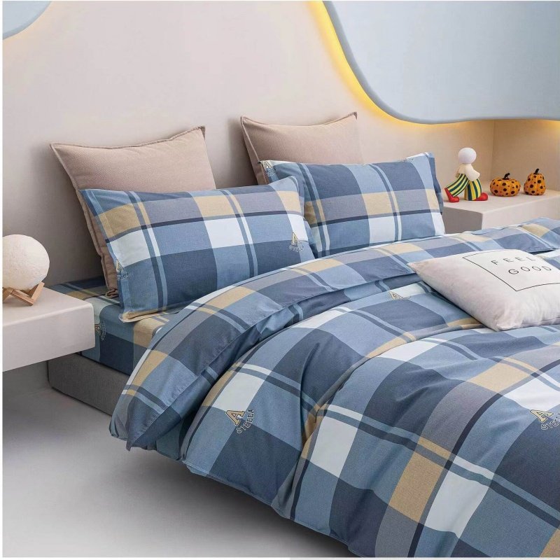 纯棉斜纹加厚棉布布料床单布被套布格子格格学生宿舍床品定制加工