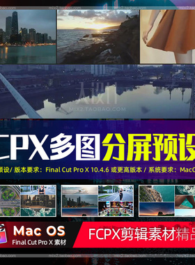FCPX分屏插件Grid Layouts-Split Screen运动二三四六七分屏特效