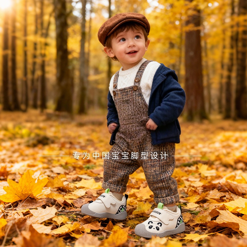 Ginofu冬季加绒防滑魔术贴学步棉