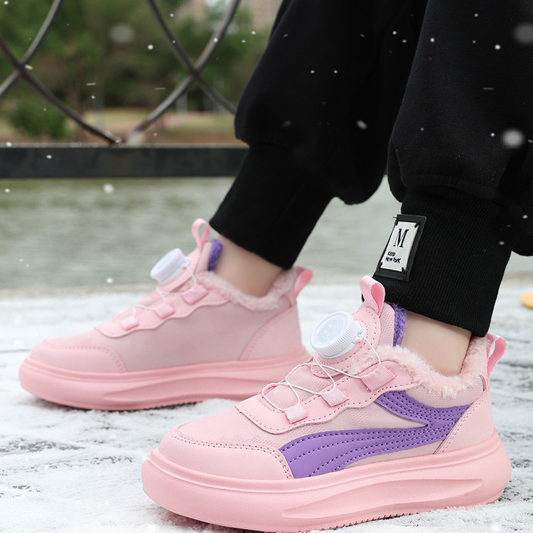 Ginofu男女中大童棉鞋2025新款冬季加绒保暖防滑厚底运动鞋跑步鞋