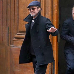 布拉德皮特同款 coat海军大衣麦尔登羊毛呢大衣男秋冬加厚外套 pea