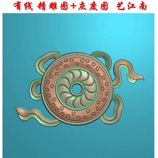 1328佛八宝法轮吉祥浮雕精雕JDP灰度BMP格式玉雕木雕牙雕图
