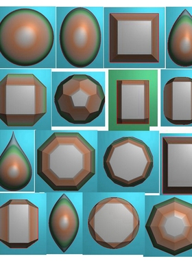 A1093戒指面吊坠翡翠玉石宝石面16个打包浮精雕JDP灰度BMP格式图