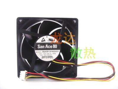 原装三洋 8cm 9GA0812P4GD001 8025 12V 0.48A 4线 机箱散热风扇