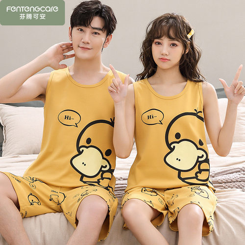 可爱背心情侣睡衣夏季纯棉