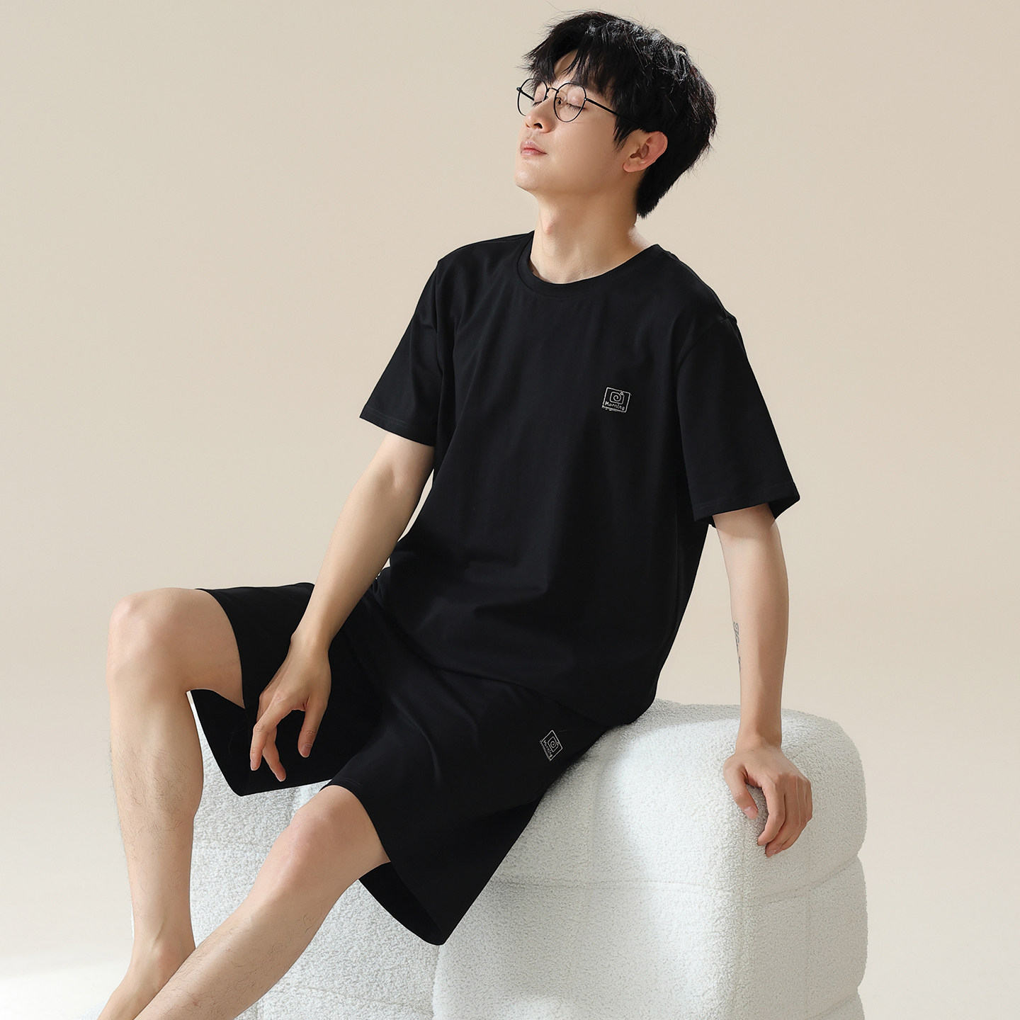 莫代尔短袖男款睡衣夏季男士大码男生可外穿棉绸家居服夏天青少年