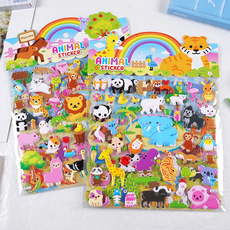 动物园卡通大号双层立体3D海绵贴纸儿童手工益智早教玩具装饰贴画