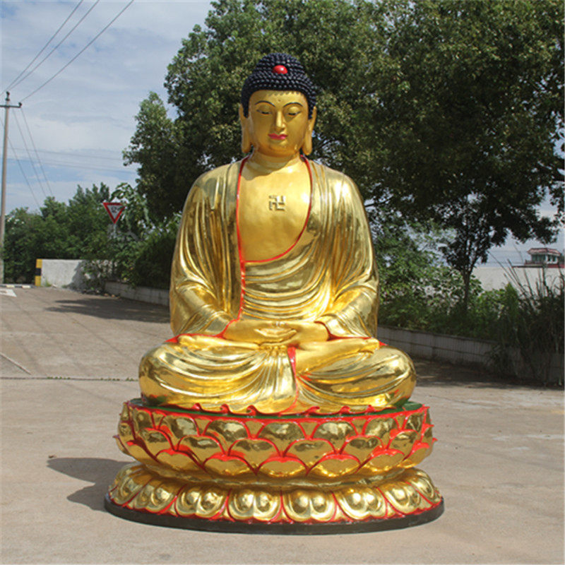 树脂贴金彩绘三宝佛