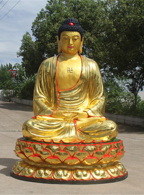 树脂贴金彩绘三宝佛