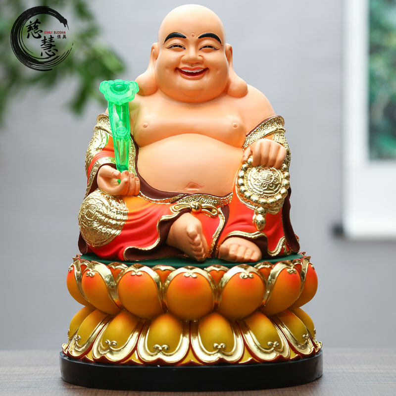 包邮笑佛大肚弥勒佛乐佛笑佛树脂佛像招财风水工艺品居家摆件