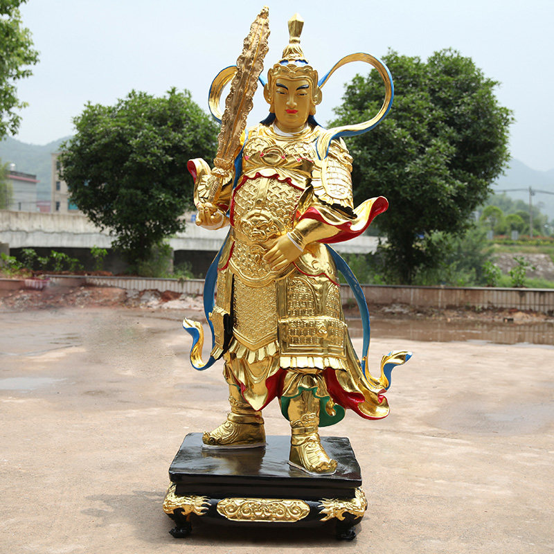 寺庙韦驮伽蓝关公菩萨神像 韦陀迦南关公护法 树脂驮韦佛像1米6高