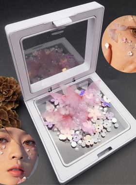 脸上贴面饰品新娘眼妆亮钻泪钻珍珠镂空薄纱蝴蝶脸部装饰贴片化妆