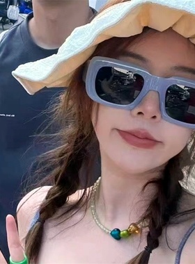 遮阳长方形韩版男女蓝色太阳镜