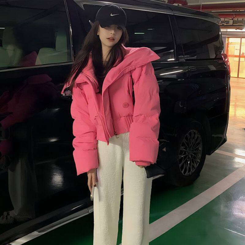 韩版加厚短款面包服女冬季翻领