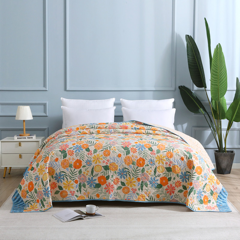 欧式田园全棉床盖单件被纯棉绗缝四季通用夹棉床单空调被床罩床垫