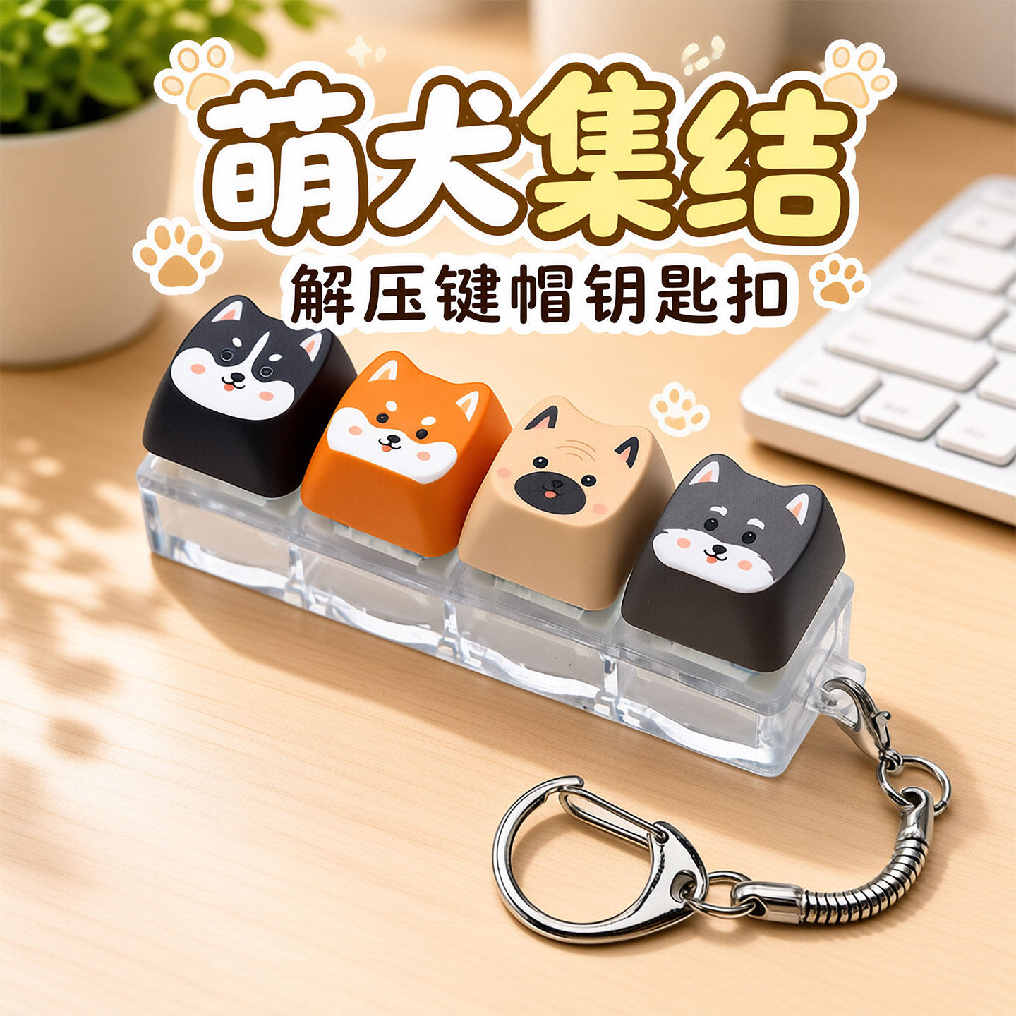 猫咪狗狗按键小挂件减压发泄神器图片