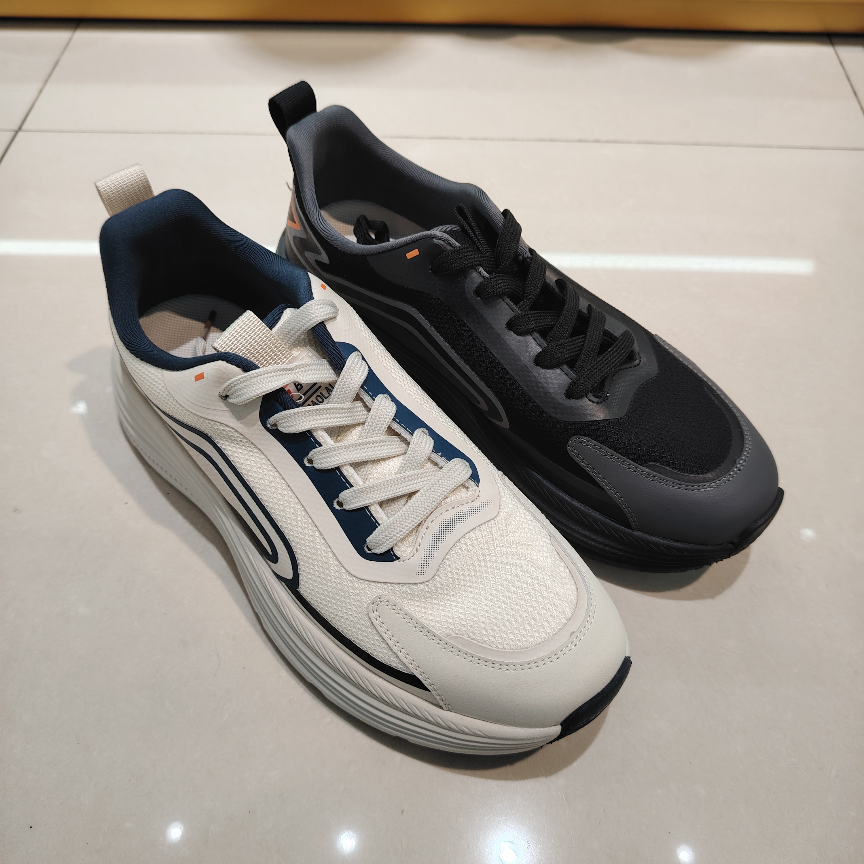 2025年秋季休闲鞋15129透气网真皮系带超轻防滑厚底时尚运动男鞋