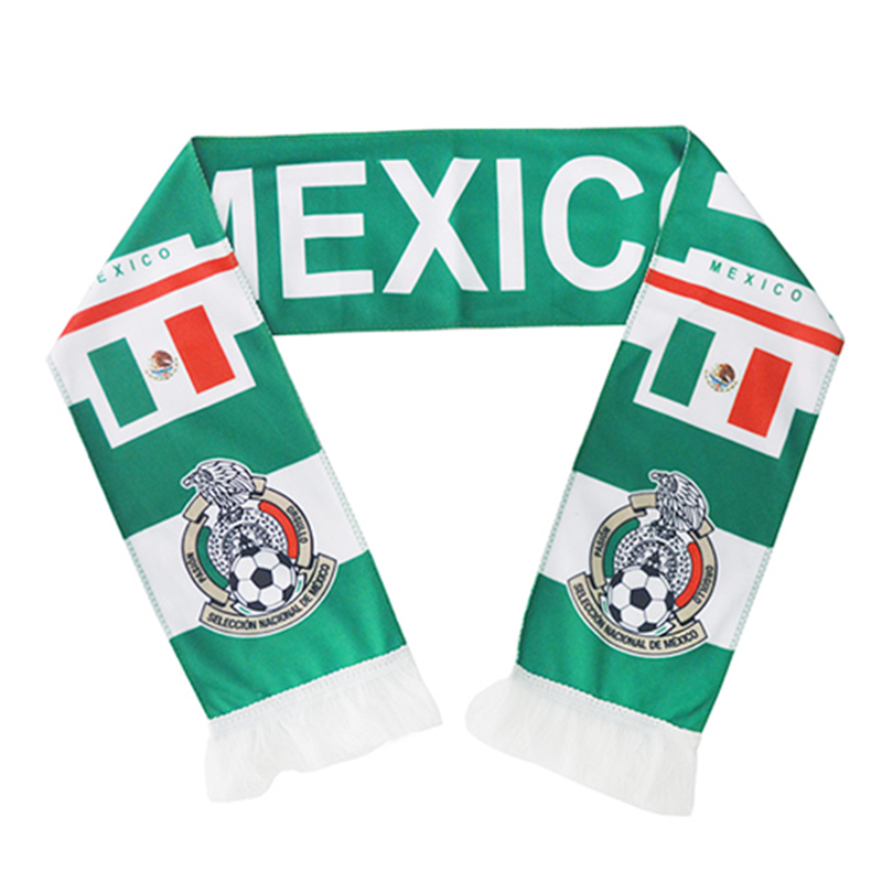 现货2026美加墨世界杯足球球迷用品墨西哥棉绒定做定制围巾围脖发