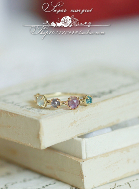 多宝戒指925纯银紫水晶堇青石