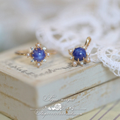 六等星之夜 星光熠熠合成星光蓝宝天然淡水珍珠925纯银戒指吊坠