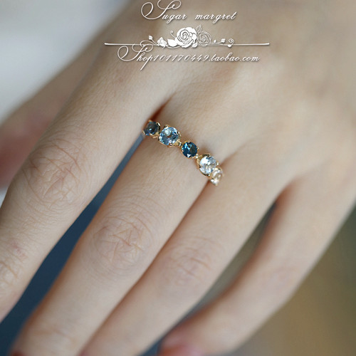 戒指925纯银托帕石清新纯美