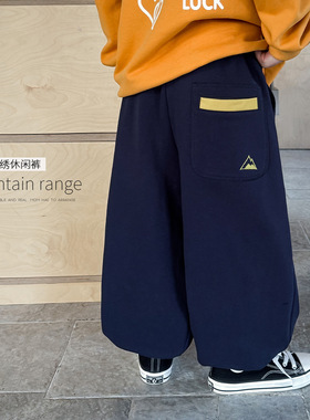 童酷2026男童春季新款山系刺绣宝宝休闲裤百搭宽松束脚儿童卫裤潮
