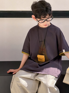 棉小铺男童短袖T恤儿童夏季韩版2026新款潮范双面印花童装上衣潮