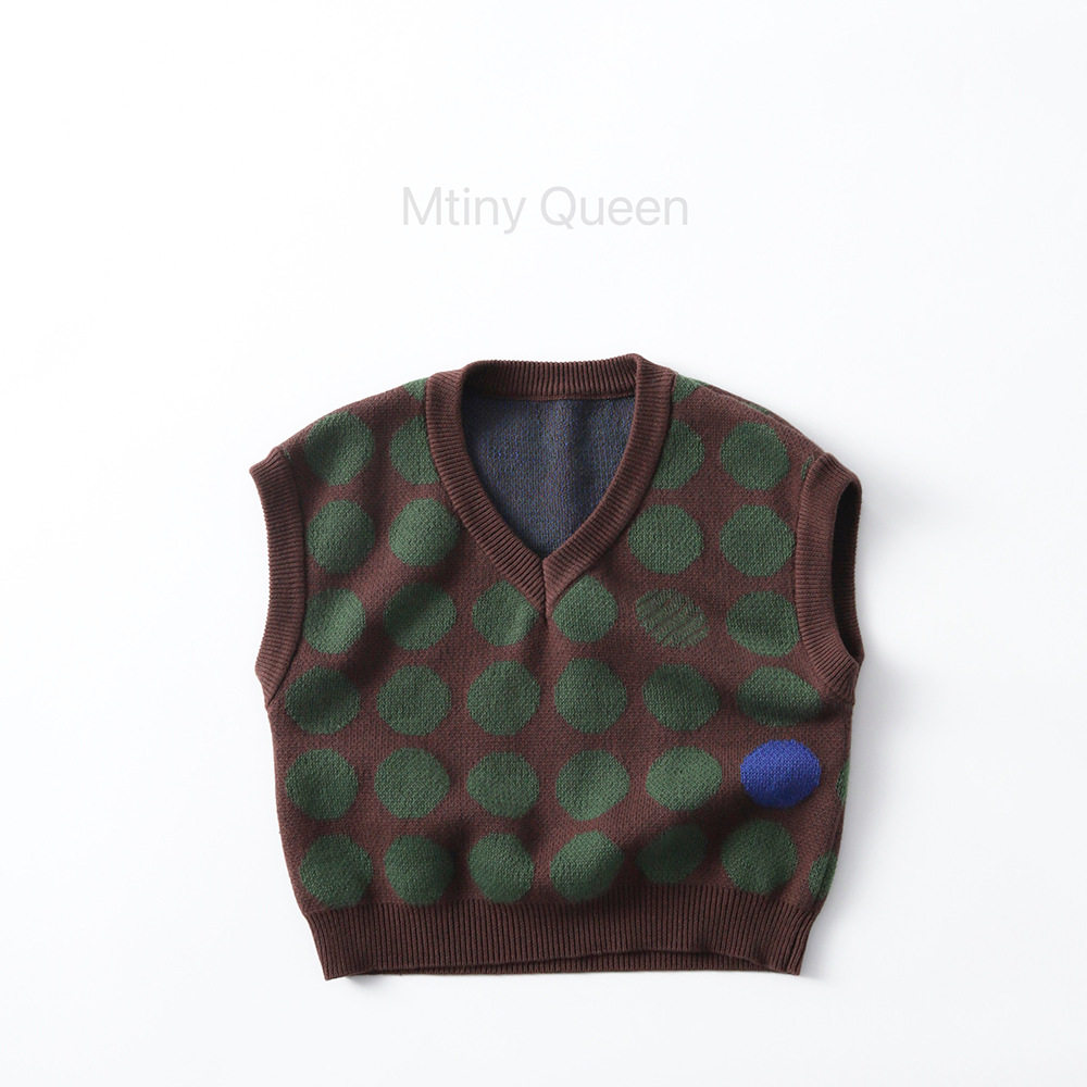 MQ~韩版100%全棉儿童针织背心春秋款森系男女童V领男宝坎肩背心