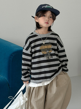 奶酪与喵男童卫衣2026年春季韩版卡通印花宽松透气百搭儿童长袖潮