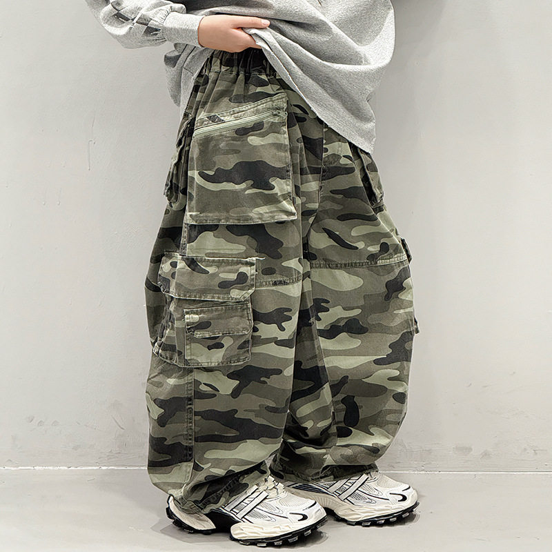 宝多童装男童迷彩裤子春秋款2025新款儿童休闲裤工装裤潮100-180