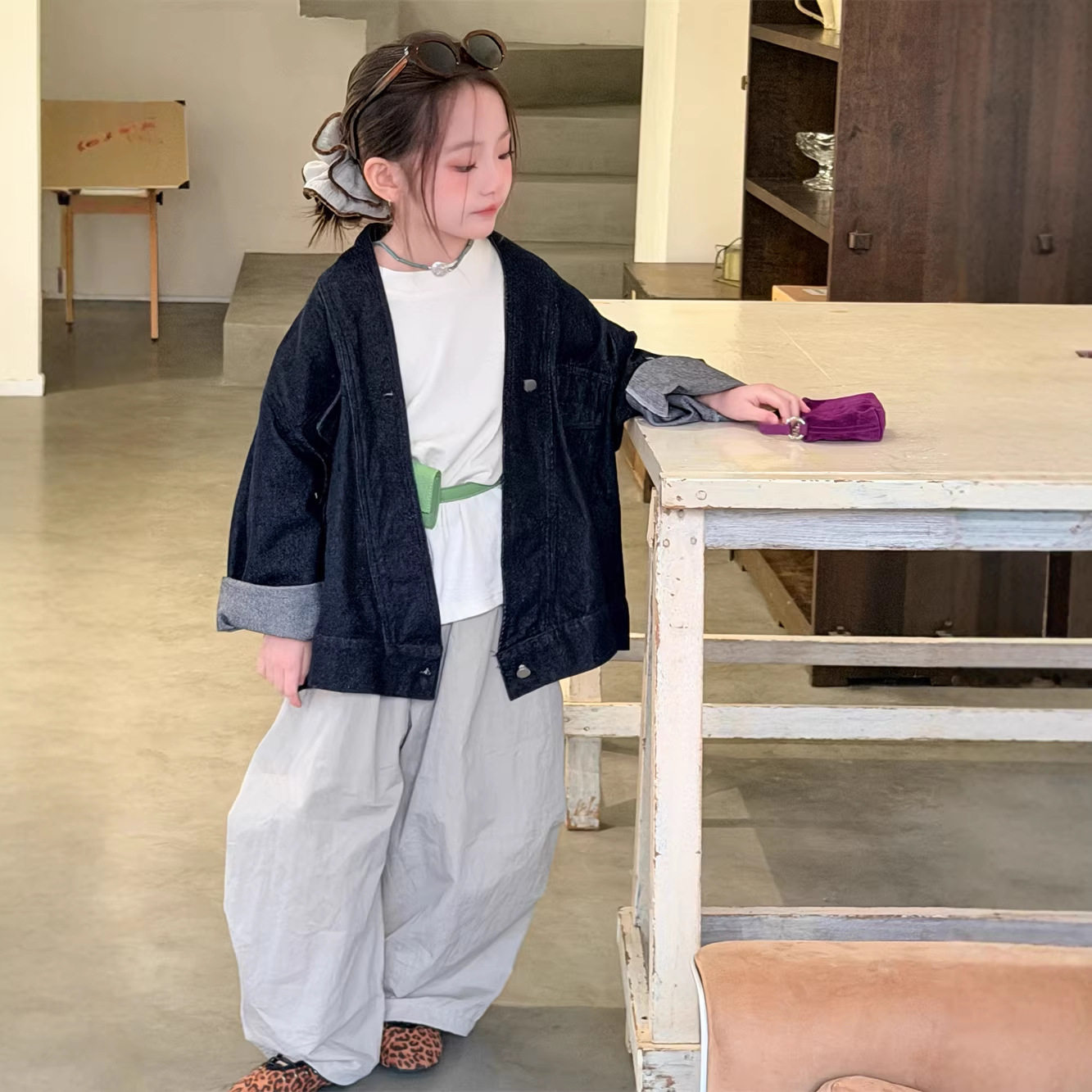 2026春季童装儿童韩版V领设计款牛仔外套男女童宽松老钱风夹克潮,童装/婴儿装/亲子装,儿童牛仔外套,淘宝优惠券,粉丝福利购,淘宝优惠卷