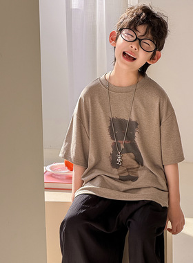 棉小铺男童短袖T恤儿童夏季韩版2026新款卡通休闲宽松童装上衣潮