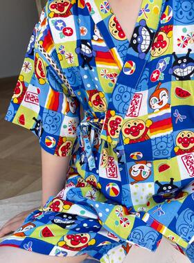 25新款宝宝男女儿童绵绸卡通印花和服亲子家居服套装汗蒸温泉度假