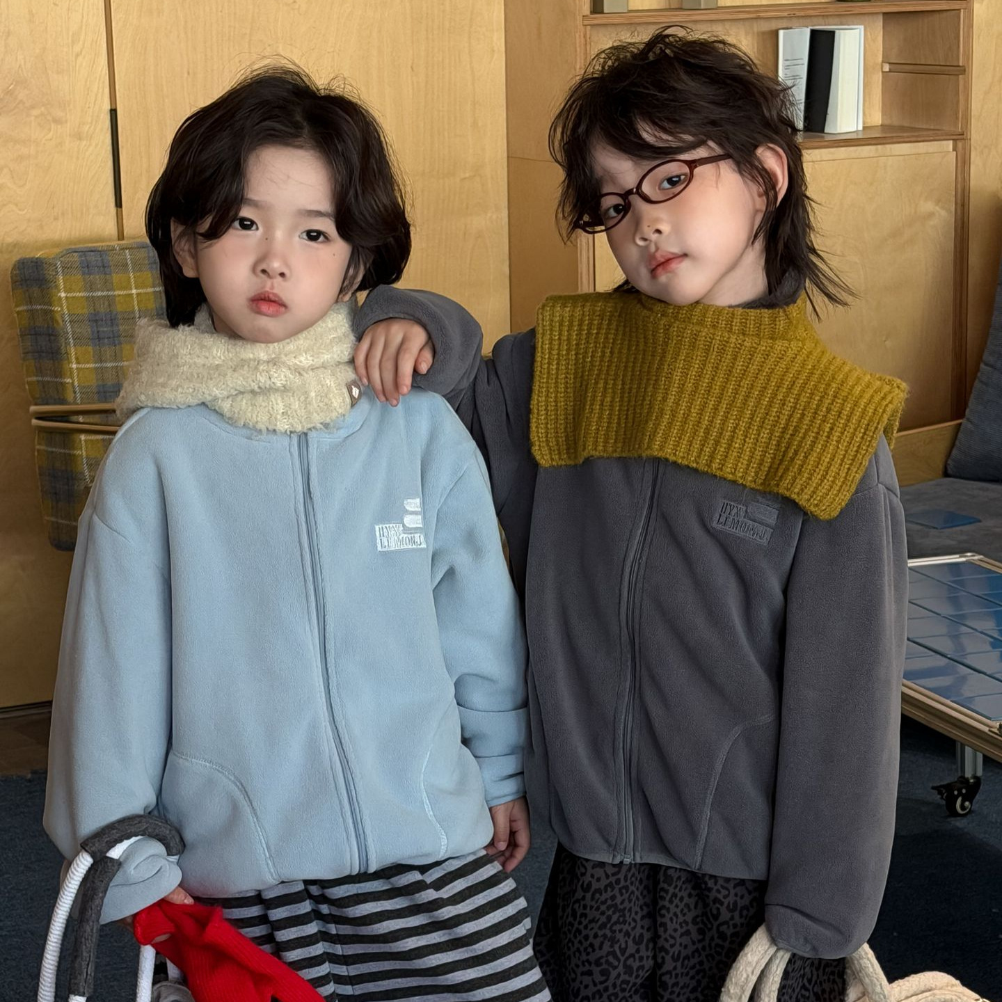 奶酪家童装男童外套2025冬季新款双面绒校服儿童保暖防风潮童