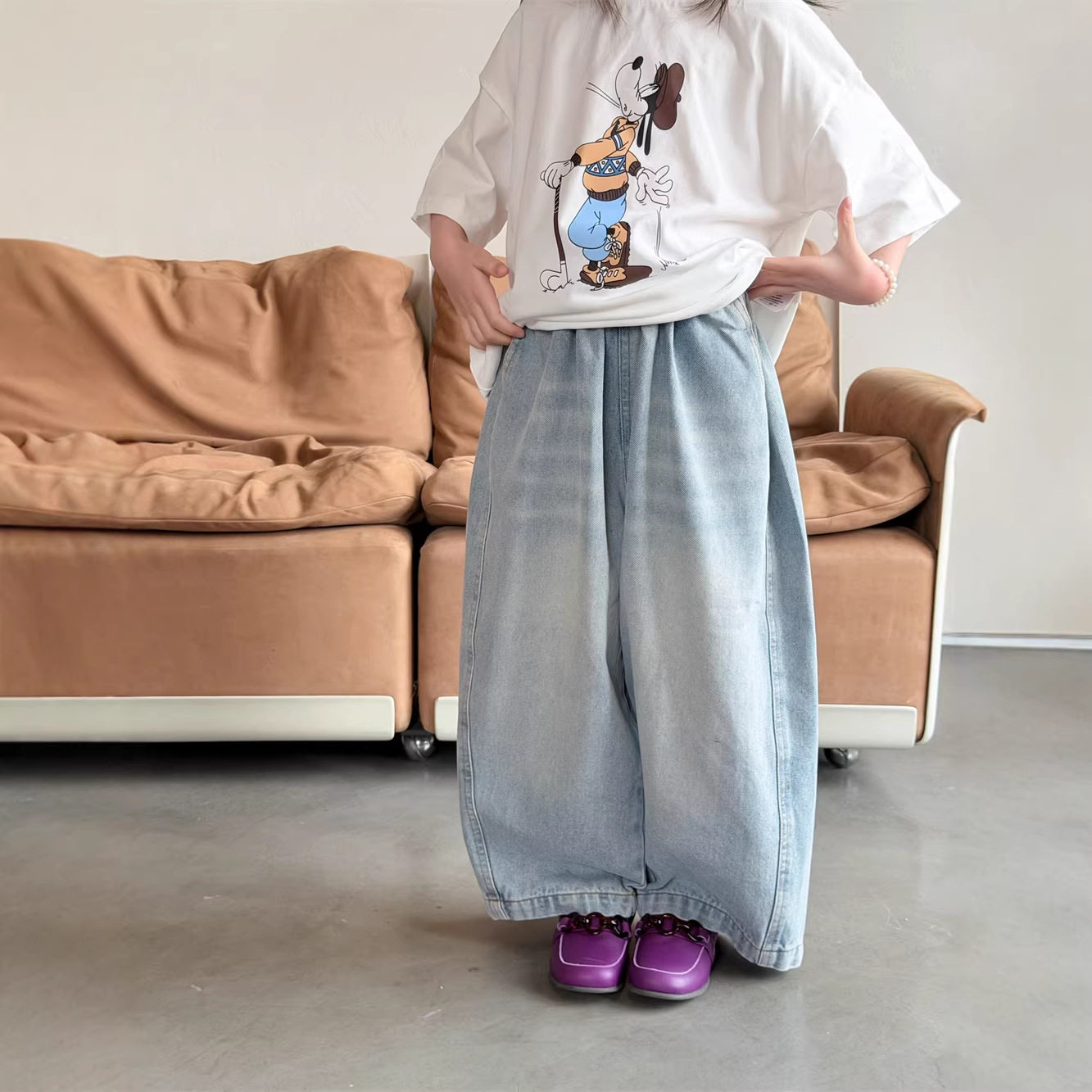 2026春季新款儿童韩版宽松牛仔裤男女童百搭浅蓝色猫须休闲长裤潮,童装/婴儿装/亲子装,儿童牛仔裤,淘宝优惠券,粉丝福利购,淘宝优惠卷