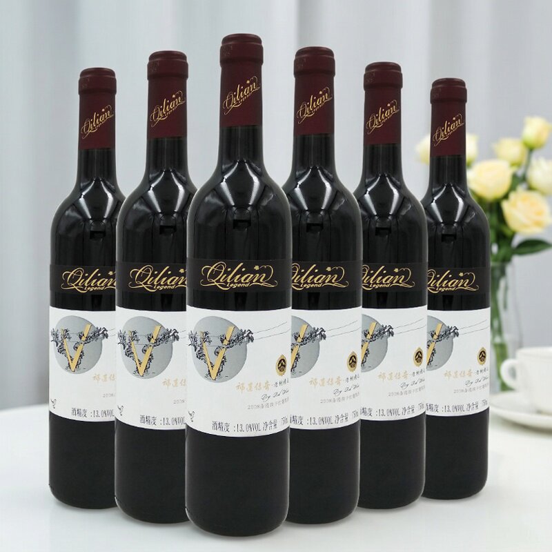 甘肃祁连红酒祁连传奇老树精选2008赤霞珠干红葡萄酒12支
