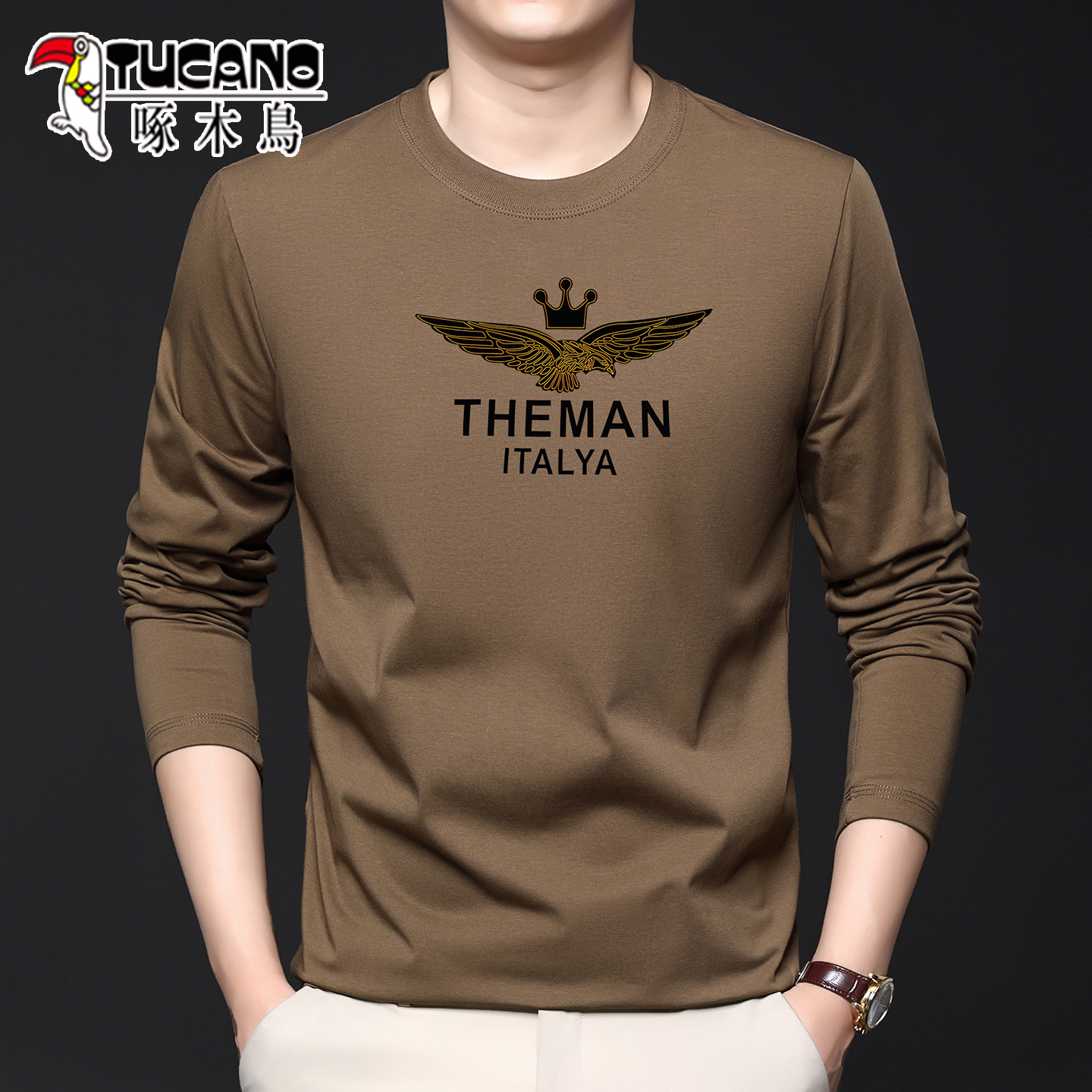 啄木鸟2025新款男士长袖T恤