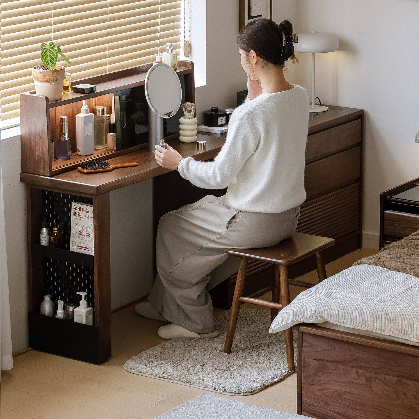 梦天然|北美黑胡桃木六斗柜收纳柜梳妆台一体伸缩转角书桌工作台,住宅家具,斗柜,淘宝优惠券,粉丝福利购,淘宝优惠卷