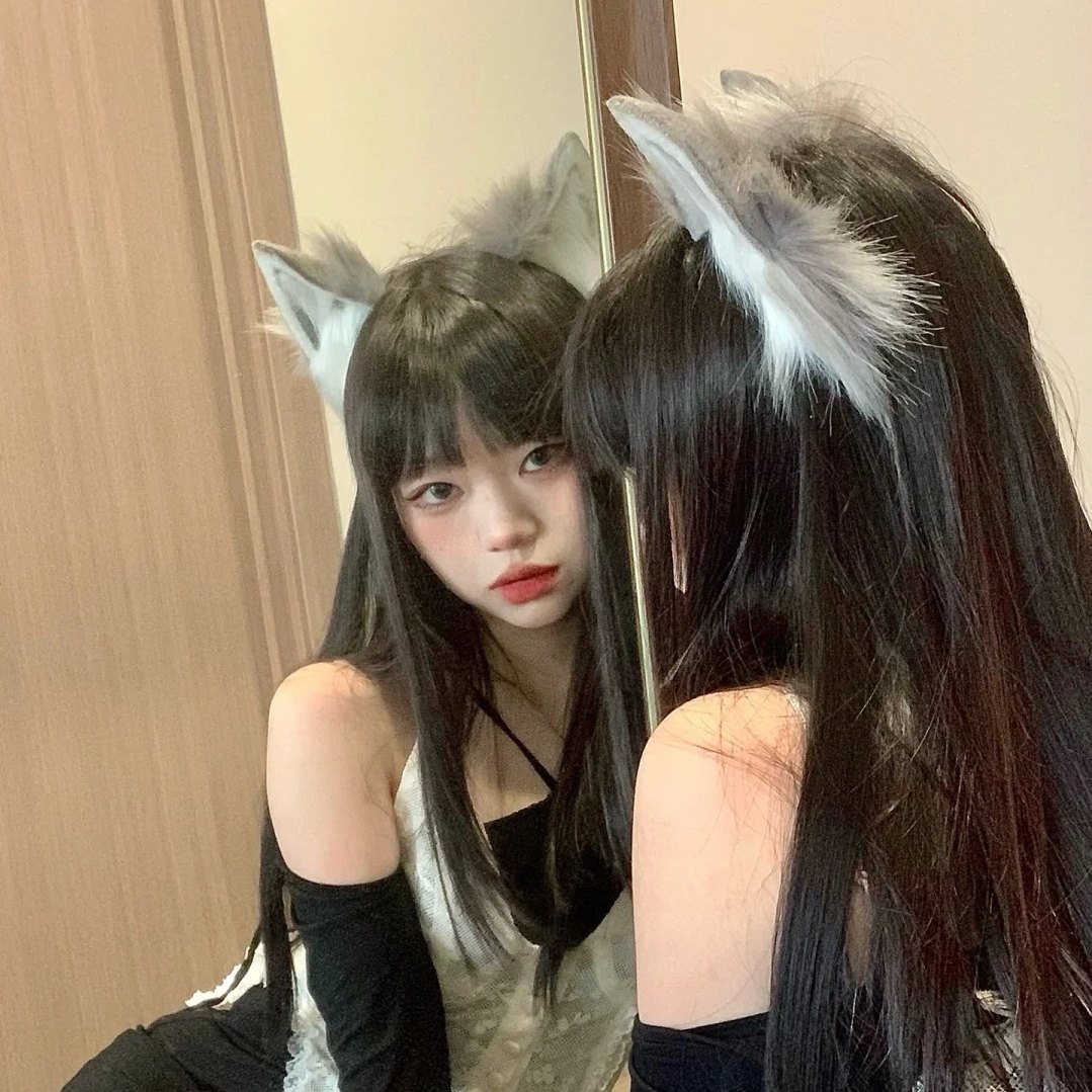 仿真手作cos灰色兽耳发箍女狐狸猫耳朵头饰猫咪灰狼耳男生发卡潮