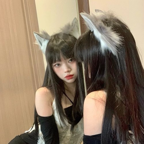 仿真手作cos灰色兽耳发箍女狐狸猫耳朵头饰猫咪灰狼耳男生发卡潮