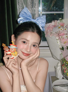 超仙蓝色立体蝴蝶结发夹生日在逃公主顶夹气质丸子头弹簧夹头饰